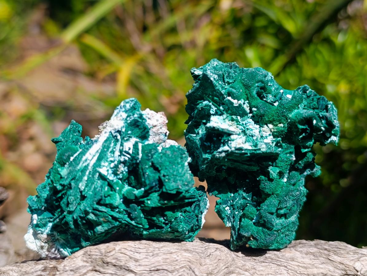 Natural Rare Malachite Pseudomorph Specimens x 6 From Kolwezi, Congo