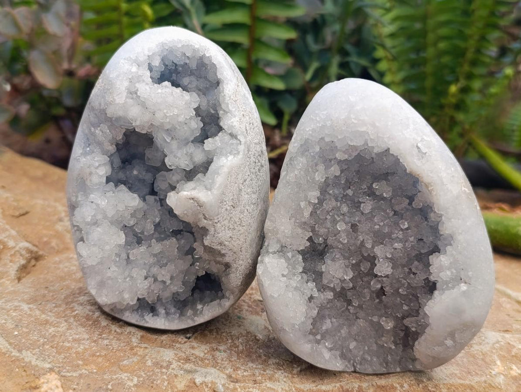 Polished Blue Celestite Eggs x 3 From Sakoany, Madagascar