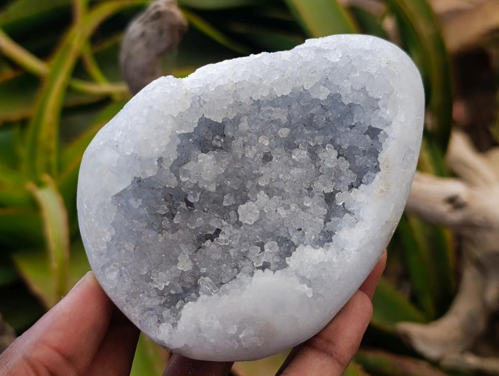 Polished Blue Celestite Eggs x 3 From Sakoany, Madagascar