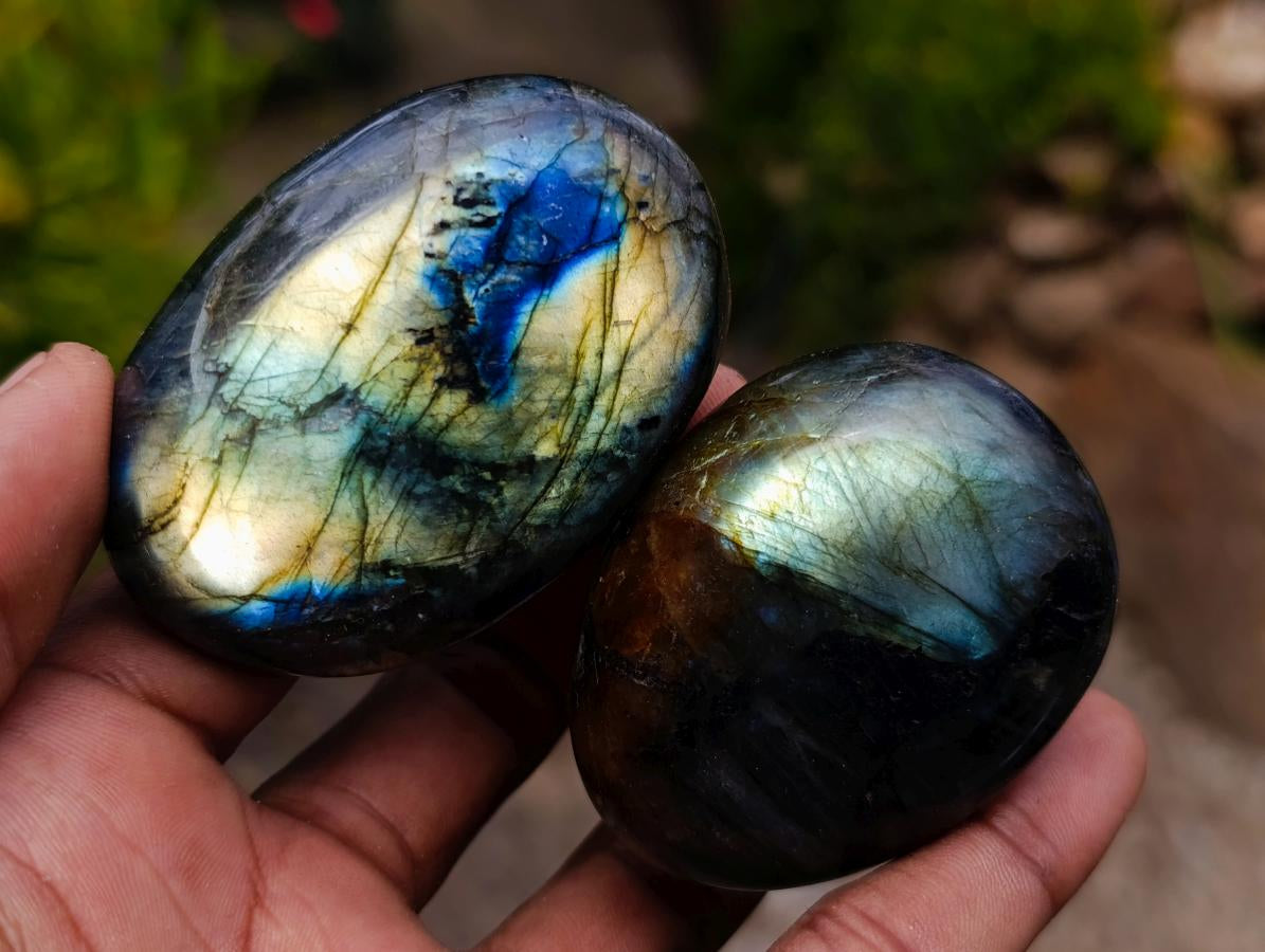 Polished Labradorite Palm Stones x 12 From Madagascar
