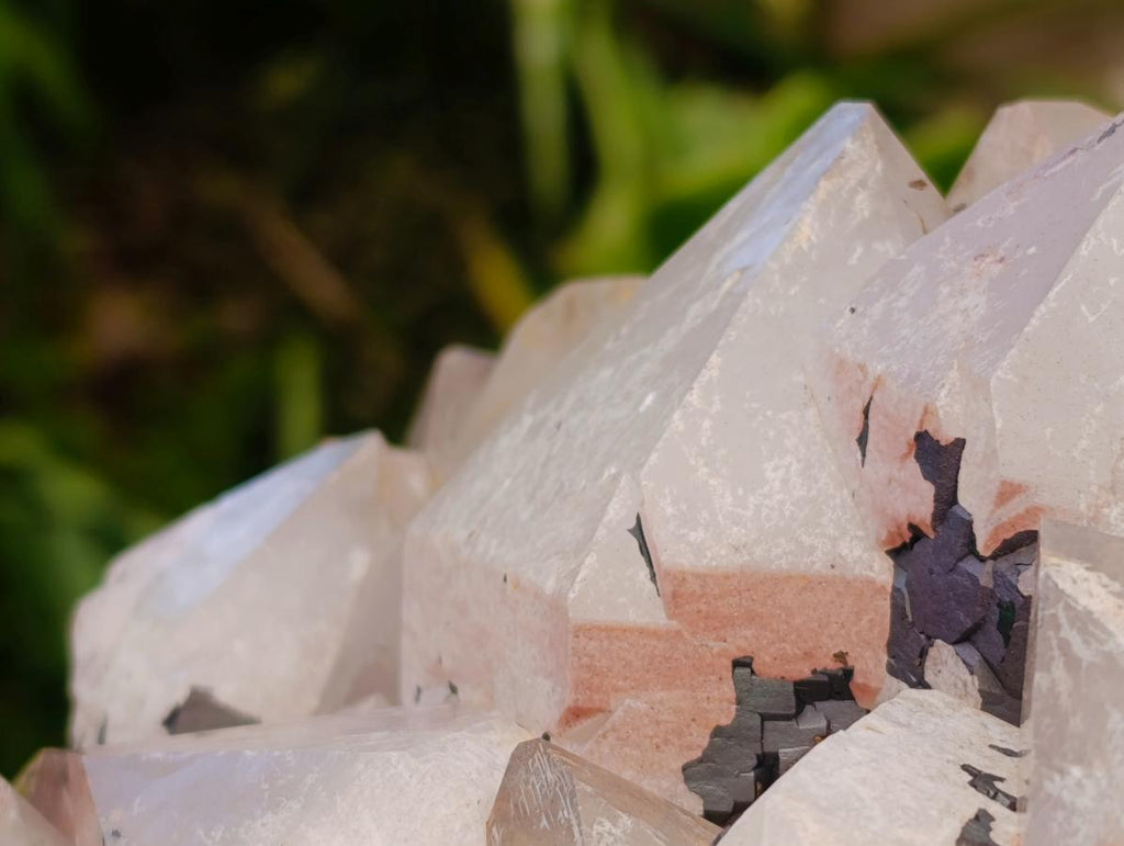 Natural Large Blacknite Quartz Cluster with Red Hematoid x 1 From Madagascar