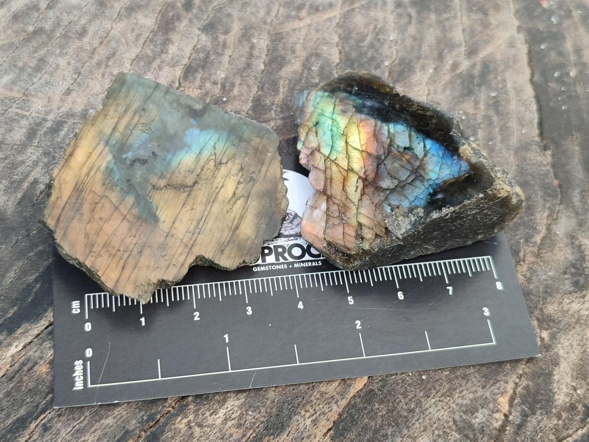 Polished One Side Labradorite Slices x 1,72 Kg Lot From Madagascar