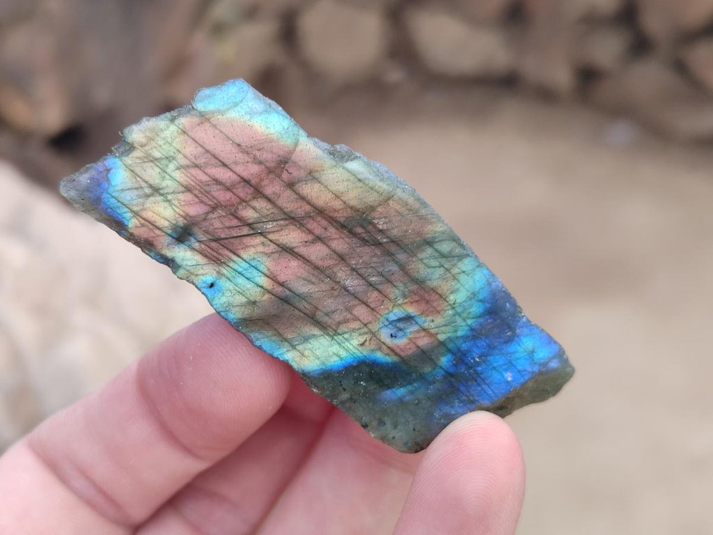 Polished One Side Labradorite Slices x 1,72 Kg Lot From Madagascar