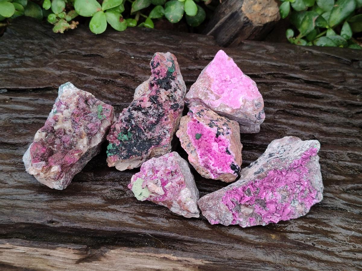 Natural Salrose Cobaltion Dolomite Specimens with Crystalline Malachite Crystals x 6 From Kakanda, Congo