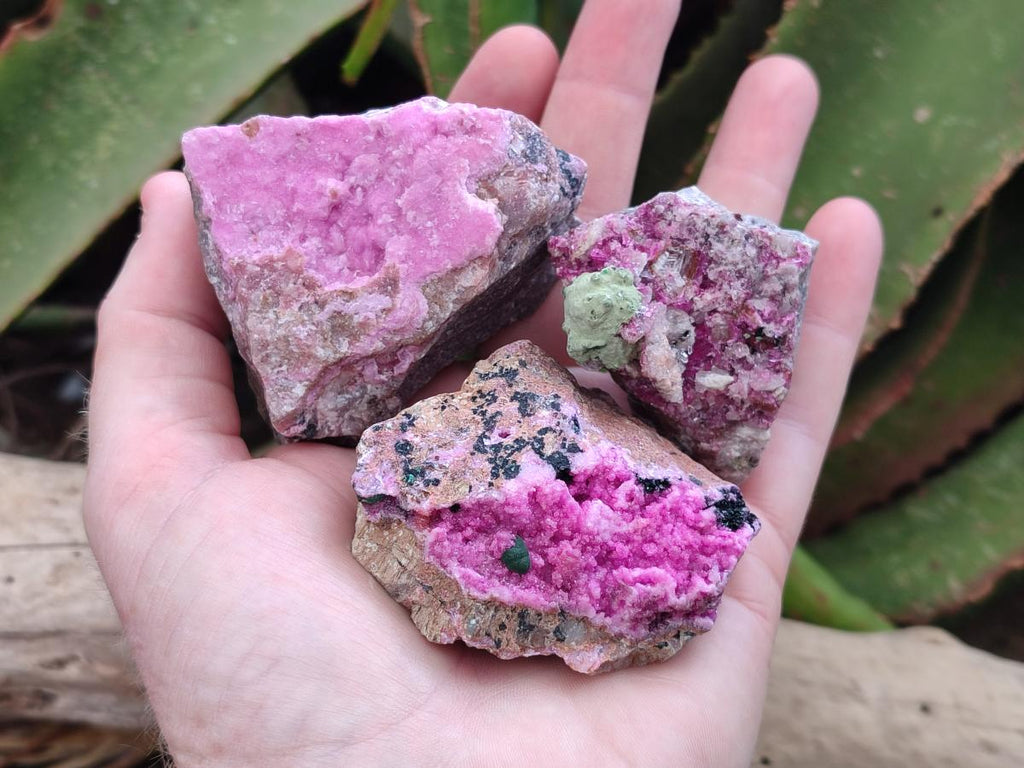 Natural Salrose Cobaltion Dolomite Specimens with Crystalline Malachite Crystals x 6 From Kakanda, Congo