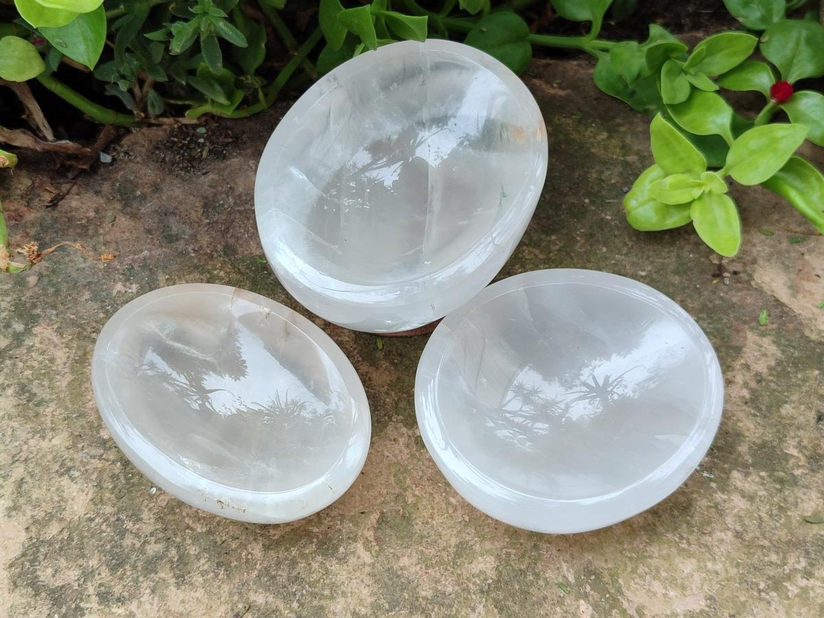 Polished Girasol Pearl Quartz Bowls x 4 From Ambatondrazaka, Madagascar