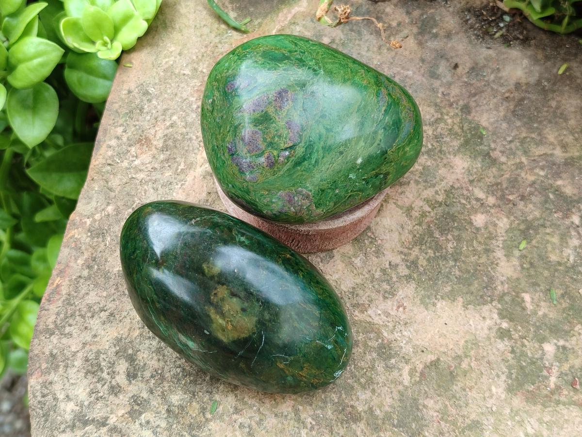 Polished Verdite Palm Stones x 6 From Zimbabwe - Toprock Gemstones and Minerals 