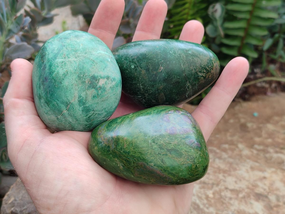 Polished Verdite Palm Stones x 6 From Zimbabwe - Toprock Gemstones and Minerals 