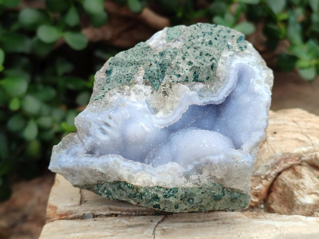 Natural Blue Lace Agate Geode Specimens x 6 From Nsanje, Malawi