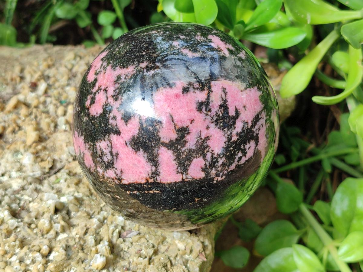 Polished Large Rhodonite Gemstone Sphere x 1 From Ambindavato, Madagascar - Toprock Gemstones and Minerals 
