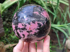 Polished Large Rhodonite Gemstone Sphere x 1 From Ambindavato, Madagascar - Toprock Gemstones and Minerals 