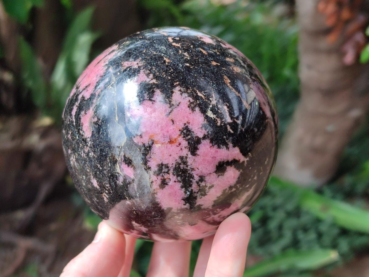 Polished Large Rhodonite Gemstone Sphere x 1 From Ambindavato, Madagascar - Toprock Gemstones and Minerals 