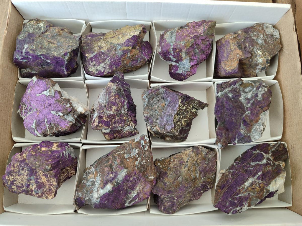 Natural Metallic Cobbed Purpurite Specimens x 12 From Erongo, Namibia