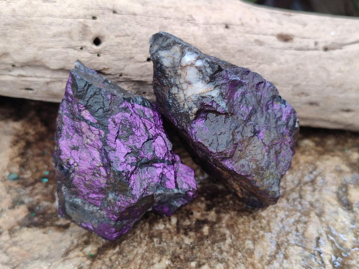 Natural Metallic Cobbed Purpurite Specimens x 12 From Erongo, Namibia