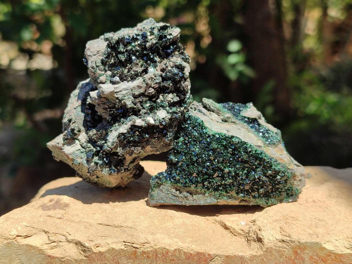 Natural Libethenite Crystals on Dolomite Matrix Specimens x 6 From Shituru, Congo