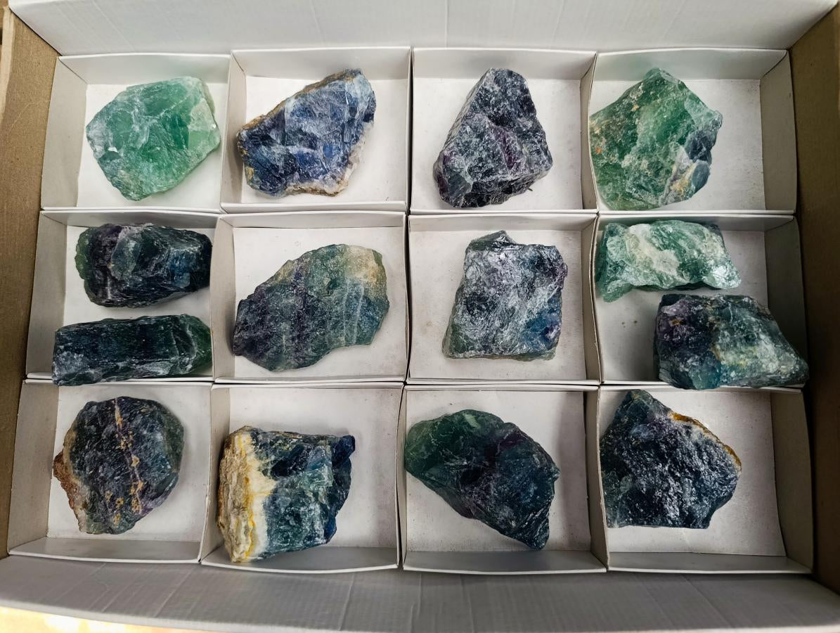 Natural Watermelon Fluorite Cobbed Specimens x 14 From Uis, Namibia