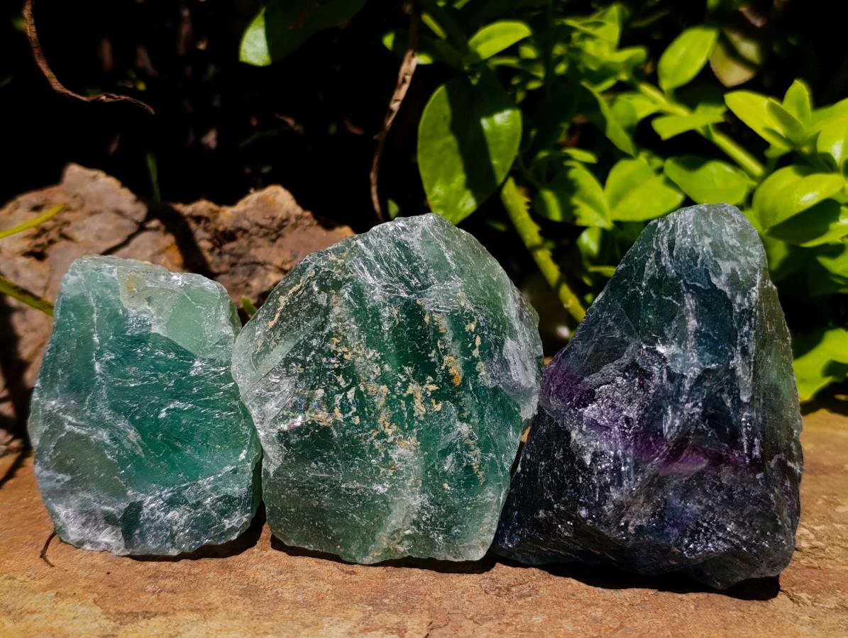 Natural Watermelon Fluorite Cobbed Specimens x 14 From Uis, Namibia
