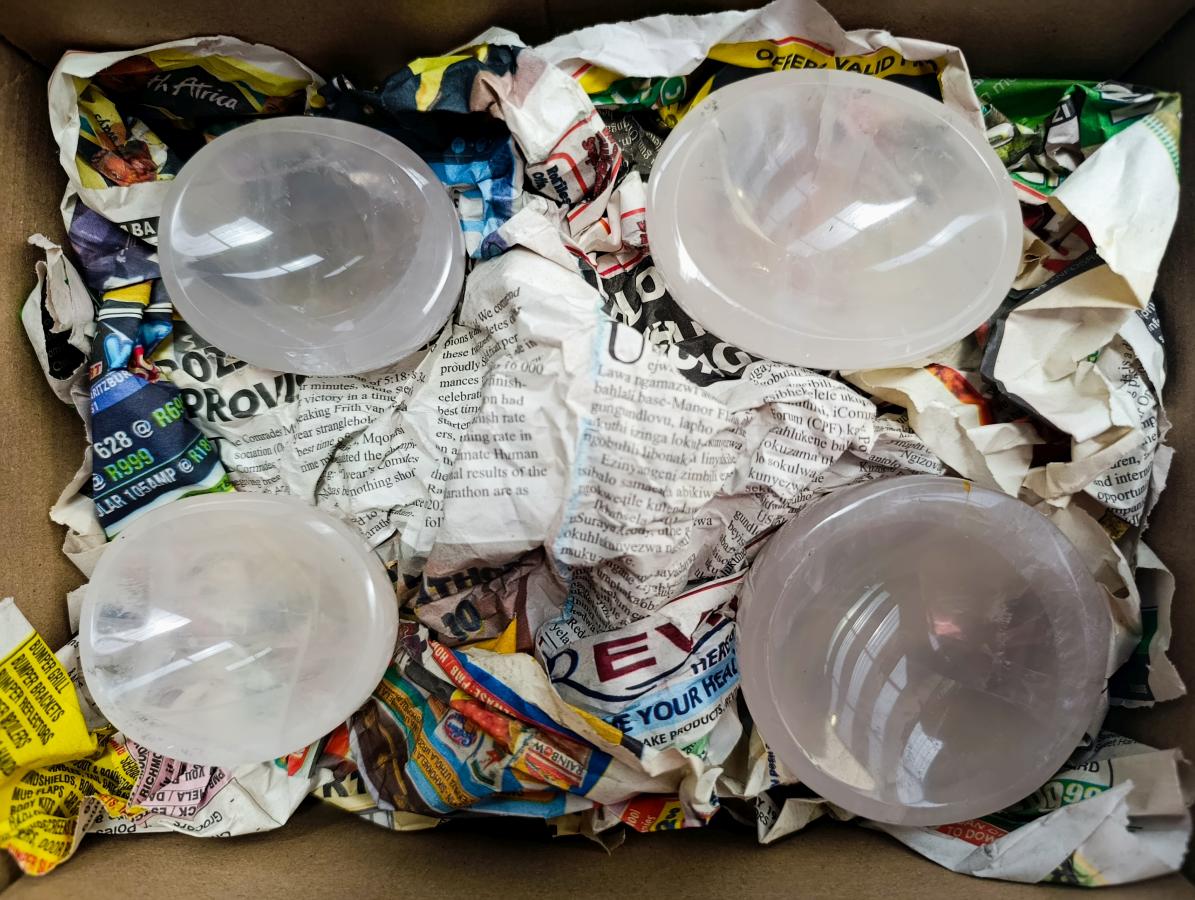 Polished Girasol Pearl Quartz Bowls x 4 From Ambatondrazaka, Madagascar