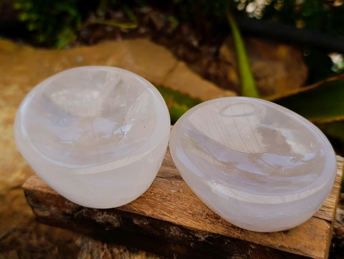 Polished Girasol Pearl Quartz Bowls x 4 From Ambatondrazaka, Madagascar