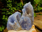 Natural Large Etched Blue Chalcedony Geodes x 2 From Nsanje, Malawi