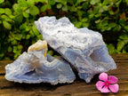 Natural Large Etched Blue Chalcedony Geodes x 2 From Nsanje, Malawi