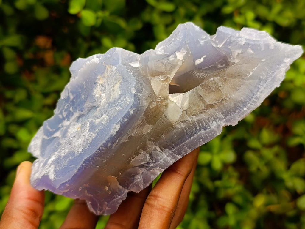 Natural Large Etched Blue Chalcedony Geodes x 2 From Nsanje, Malawi