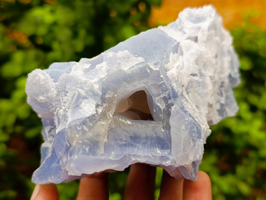 Natural Large Etched Blue Chalcedony Geodes x 2 From Nsanje, Malawi