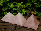 Polished Gemmy Rose Quartz Pyramids x 6 From Madagascar