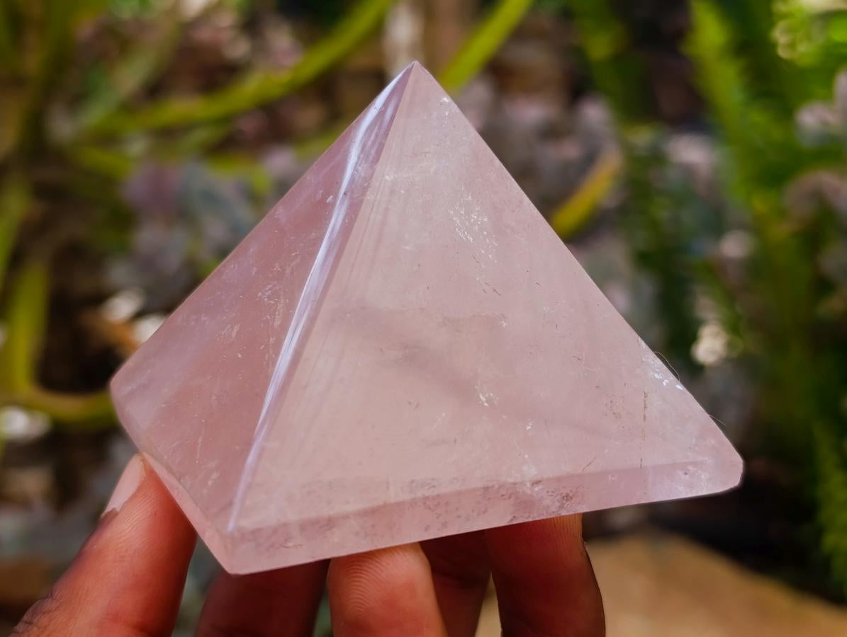 Polished Gemmy Rose Quartz Pyramids x 6 From Madagascar
