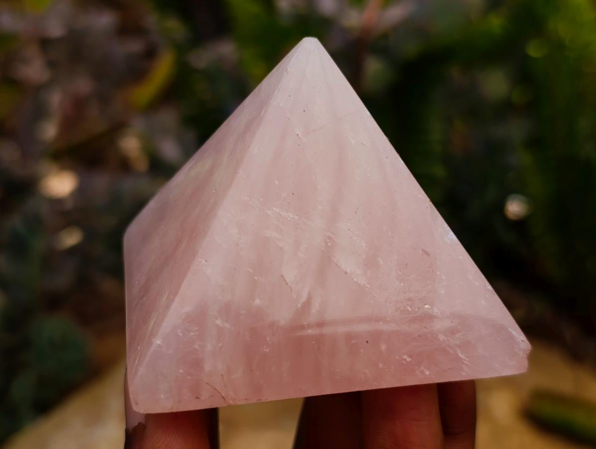 Polished Gemmy Rose Quartz Pyramids x 6 From Madagascar
