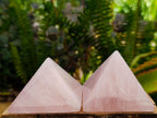 Polished Gemmy Rose Quartz Pyramids x 6 From Madagascar