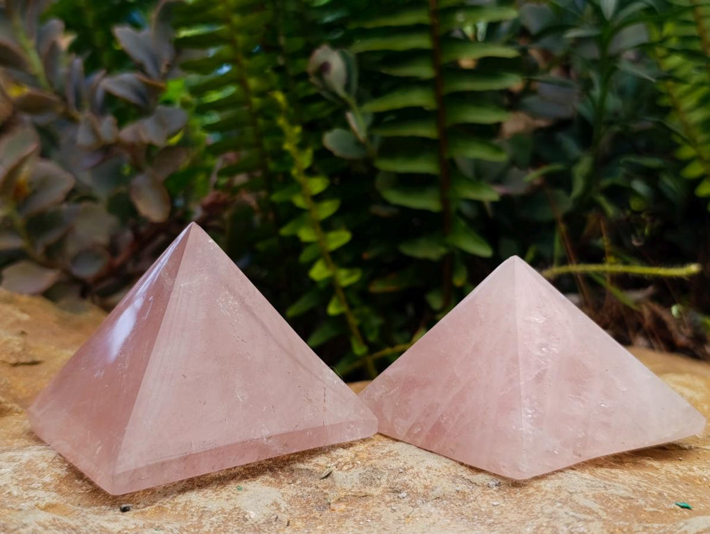 Polished Gemmy Rose Quartz Pyramids x 6 From Madagascar