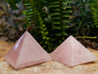 Polished Gemmy Rose Quartz Pyramids x 6 From Madagascar