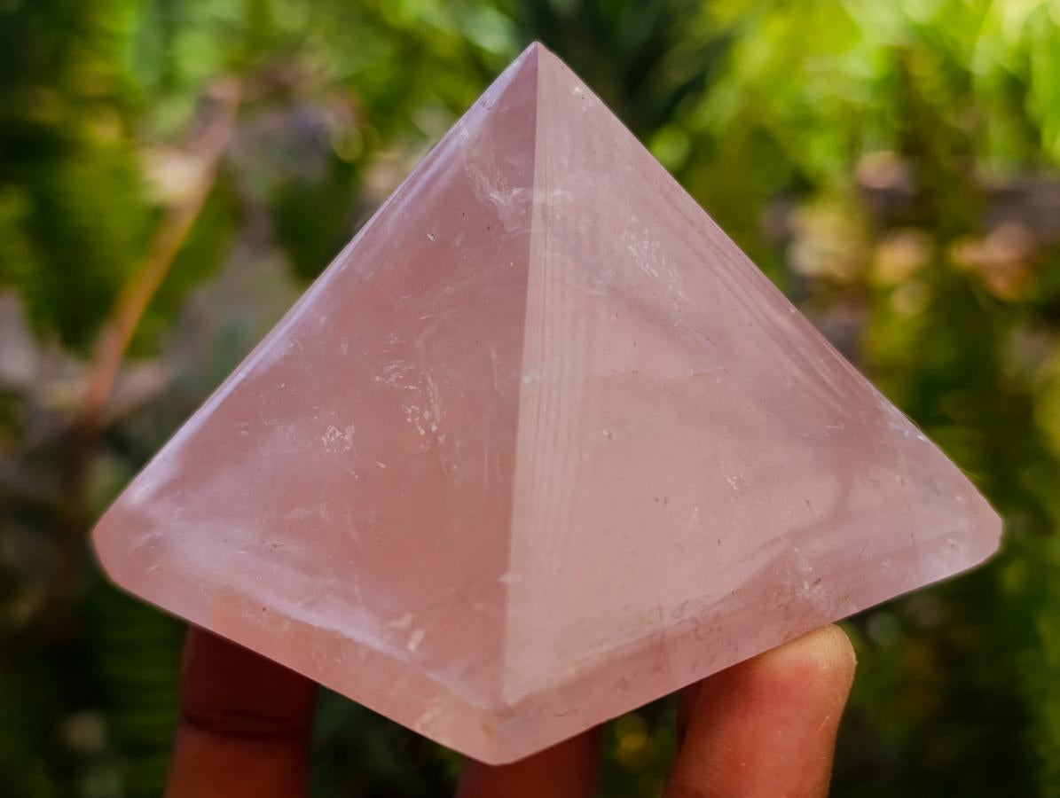 Polished Gemmy Rose Quartz Pyramids x 6 From Madagascar