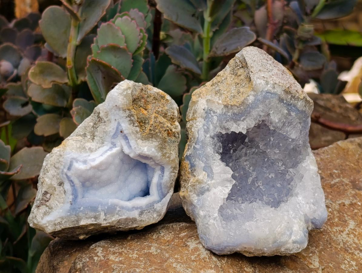 Natural Blue Lace Agate Geode Specimens x 12 From Nsanje, Malawi