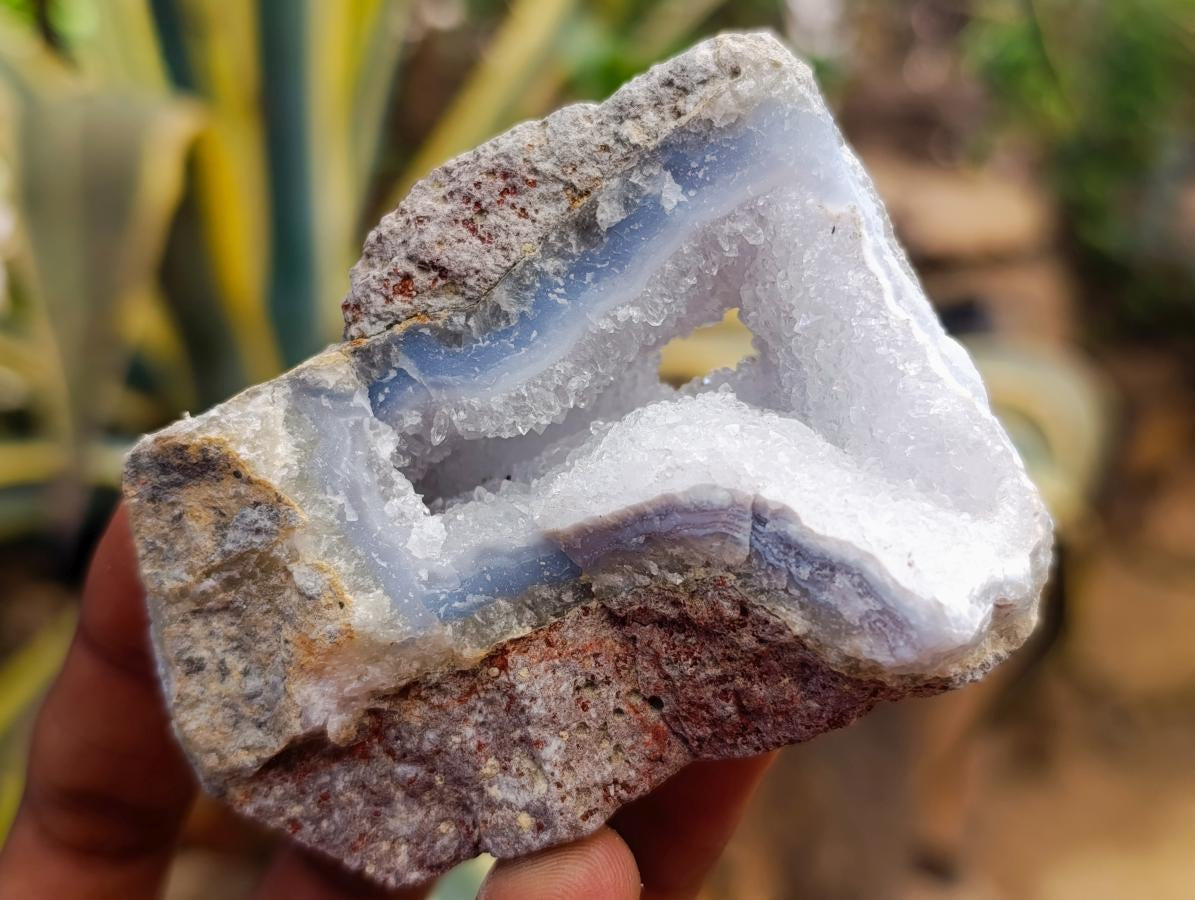 Natural Blue Lace Agate Geode Specimens x 12 From Nsanje, Malawi