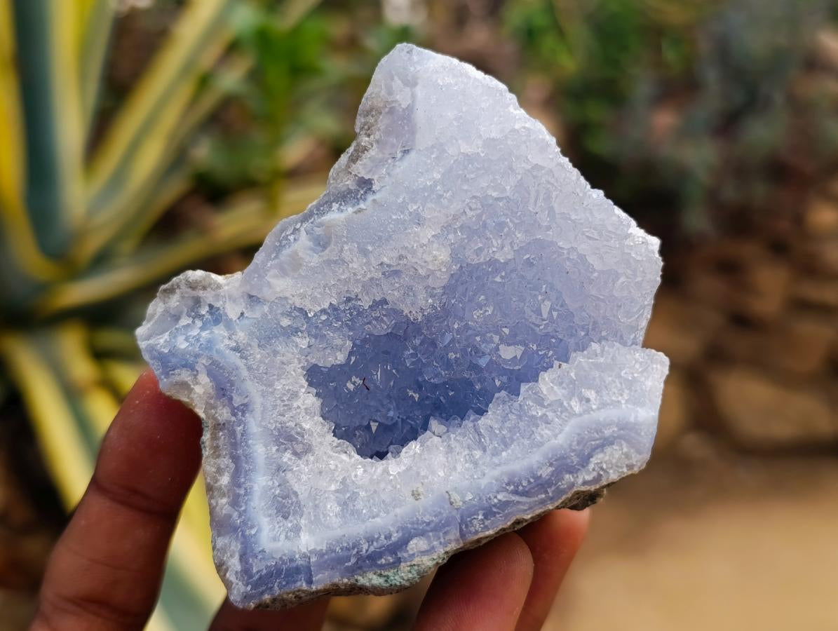 Natural Blue Lace Agate Geode Specimens x 12 From Nsanje, Malawi