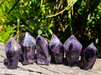 Polished Dark Chevron Amethyst Crystals x 6 From Zambia - Toprock Gemstones and Minerals 