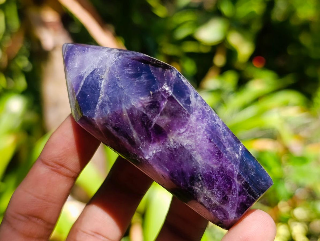 Polished Dark Chevron Amethyst Crystals x 6 From Zambia - Toprock Gemstones and Minerals 