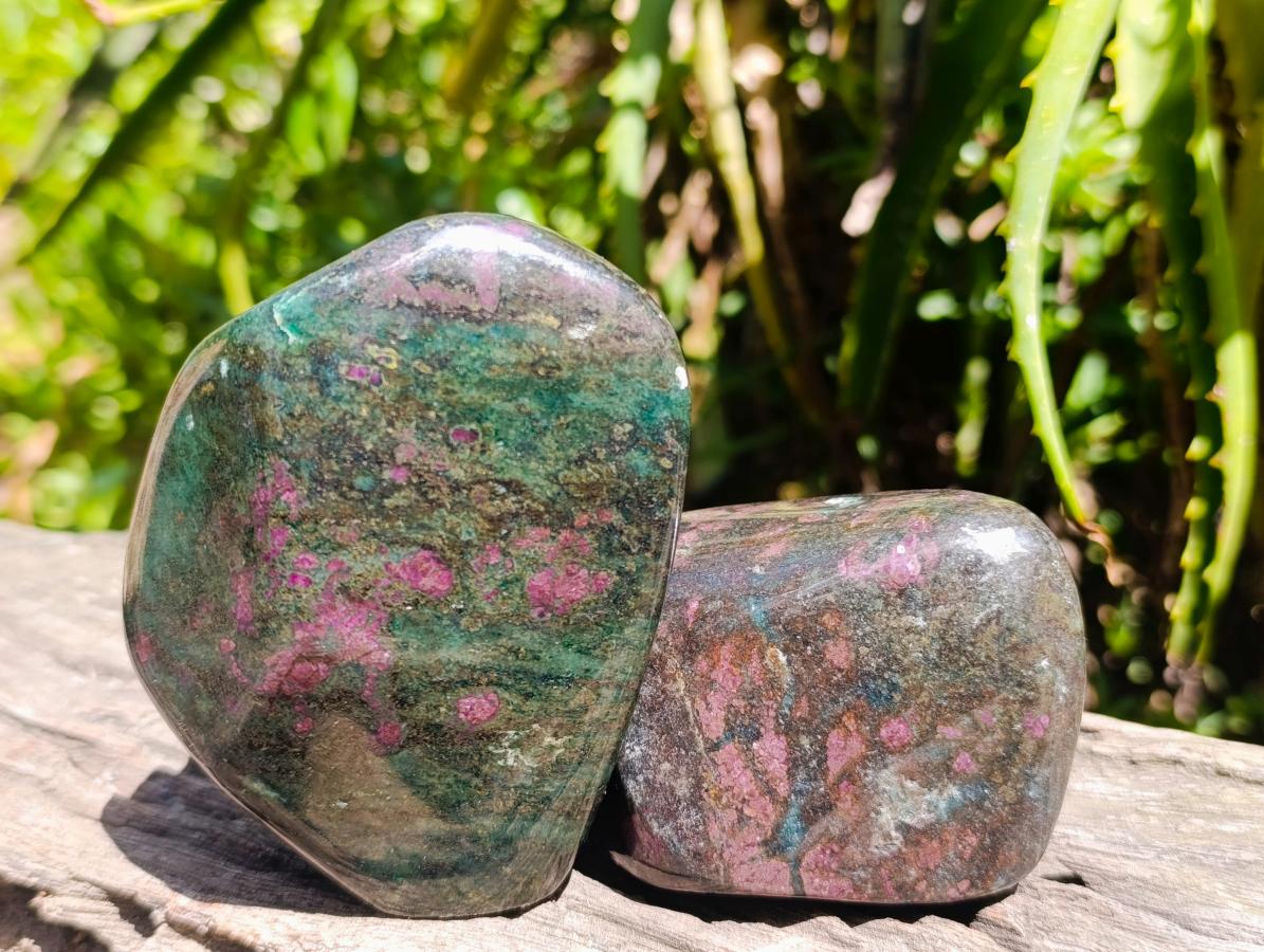 Polished Ruby Corundum In Chrome Verdite Free Forms x 5 From Mutoko, Zimbabwe - Toprock Gemstones and Minerals 