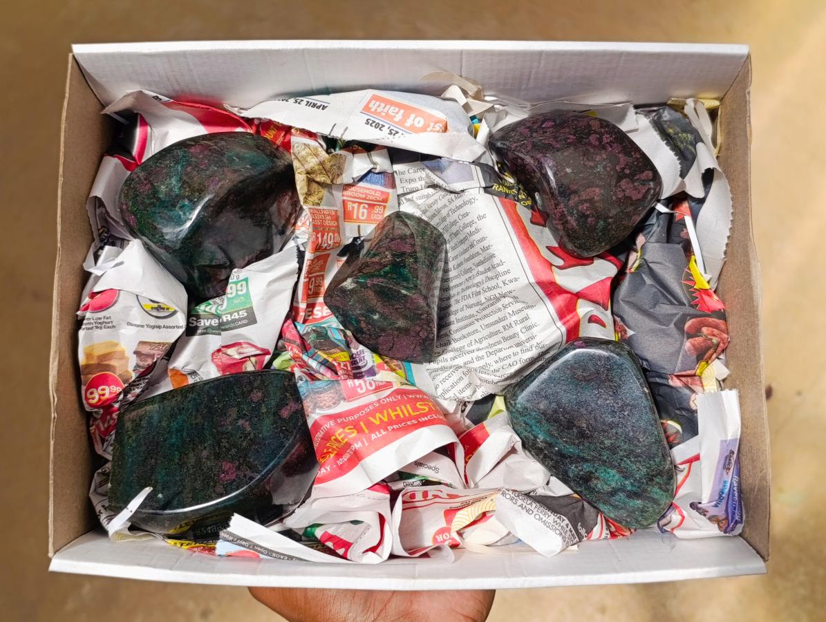 Polished Ruby Corundum In Chrome Verdite Free Forms x 5 From Mutoko, Zimbabwe - Toprock Gemstones and Minerals 