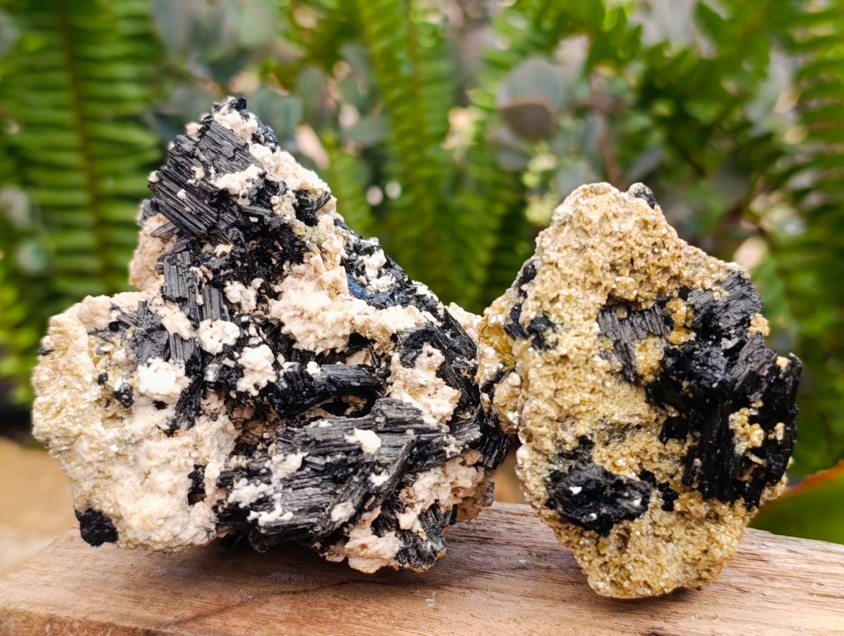 Natural Schorl Black Tourmaline Specimens with Inclusions x 6 From Erongo, Namibia