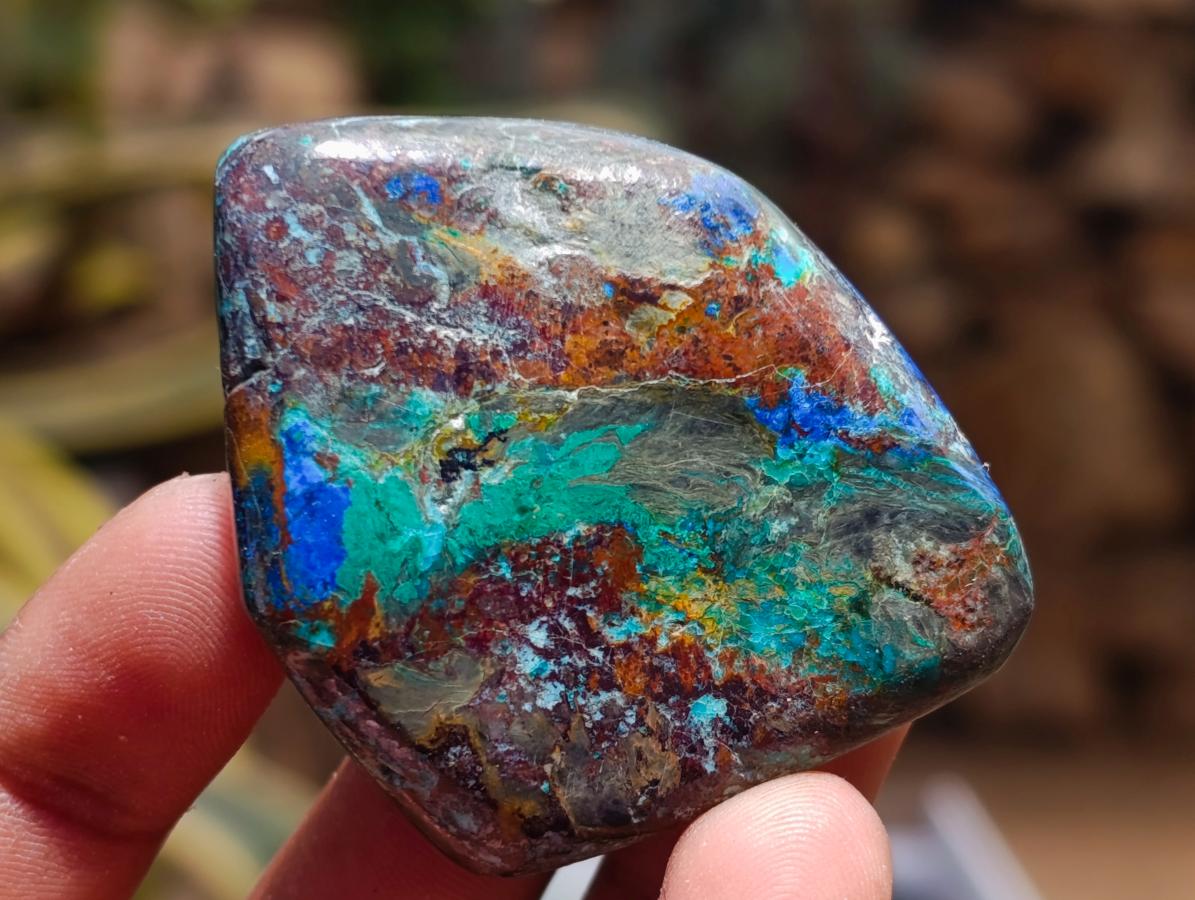 Polished Shattuckite with Azurite Free Forms x 6 From Kaokoveld, Namibia - Toprock Gemstones and Minerals 