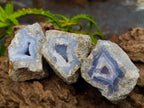 Natural Blue Lace Agate Geode Specimens x 24 From Nsanje, Malawi