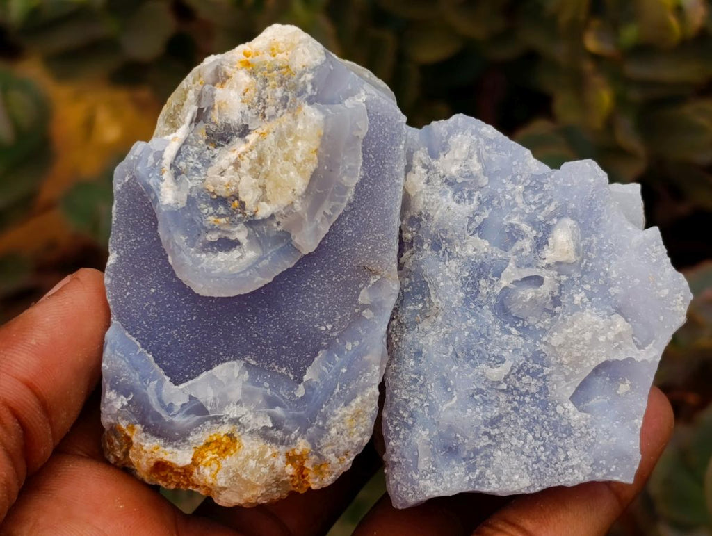 Natural Blue Lace Agate Geode Specimens x 24 From Nsanje, Malawi