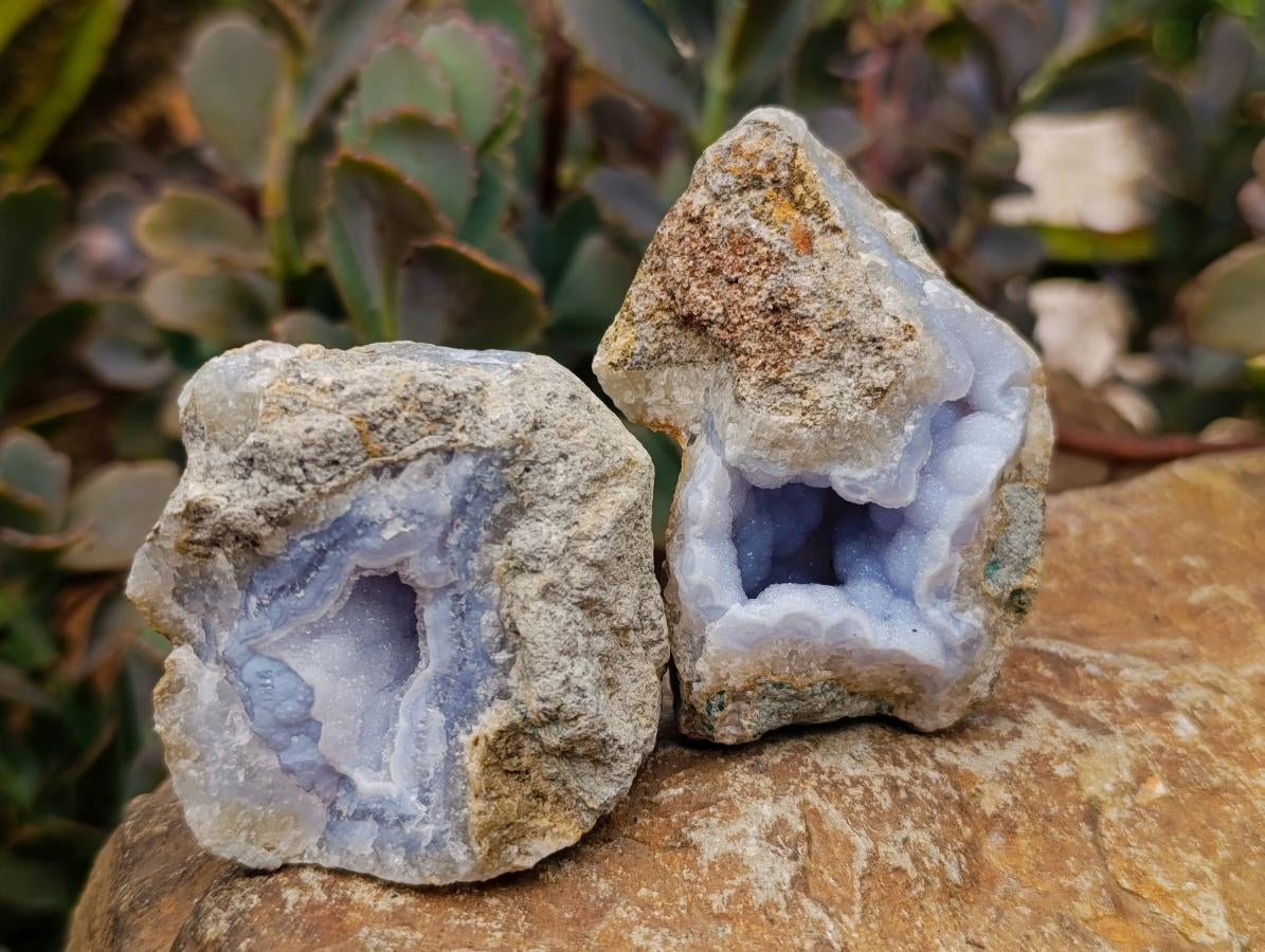 Natural Blue Lace Agate Geode Specimens x 24 From Nsanje, Malawi