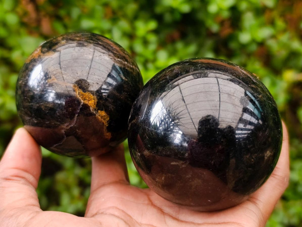 Polished Blue Iolite "Water Sapphire" Sphere x 3 From Madagascar - Toprock Gemstones and Minerals 