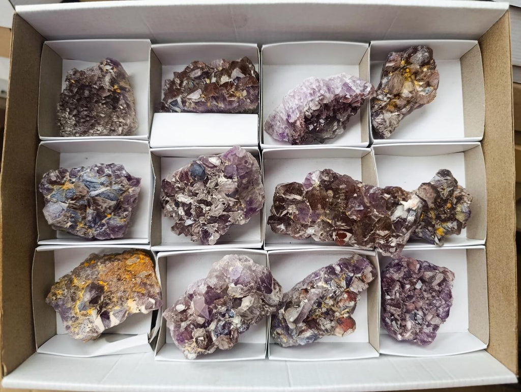 Natural Rare Amethyst Asylum Quartz Clusters x 12 From Luena, Congo