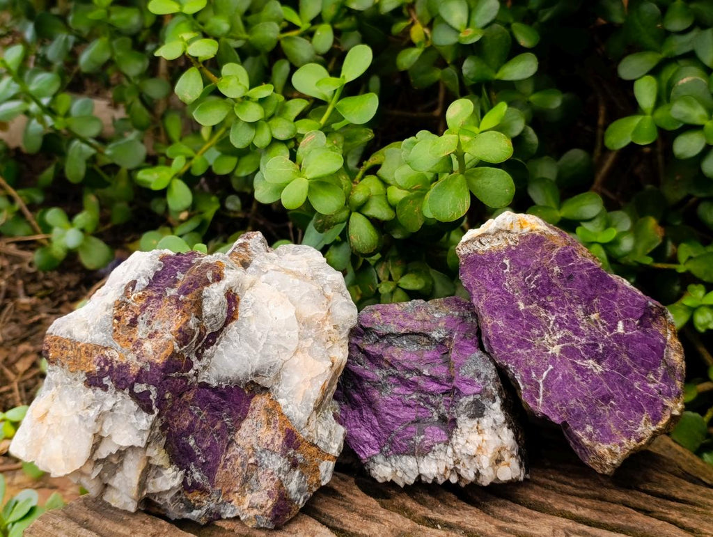 Natural Metallic Cobbed Purpurite Specimens x 3 From Erongo, Namibia