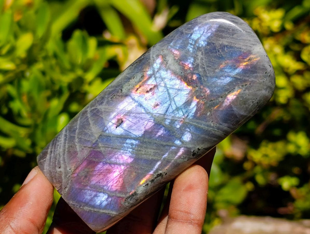 Polished Rare Purple Sunset Flash Labradorite Standing Free Forms x 12 From Madagascar - Toprock Gemstones and Minerals 